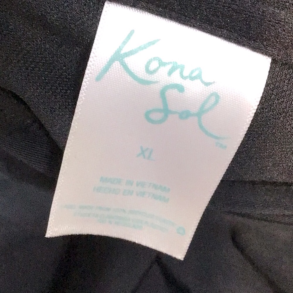 🖤 KONA SOL Black Ruffle Crochet Ruched Sides High Back Sz.XL - Picture 2 of 8